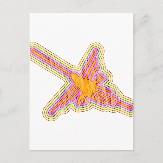 Nazca Lines Hummingbird mit zerknittertem Papieref Postkarte (Vorderseite)