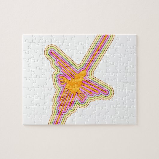 Nazca Lines Hummingbird mit zerknittertem Papieref Puzzle (Horizontal)