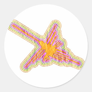 Nazca Lines Hummingbird mit zerknittertem Papieref Runder Aufkleber