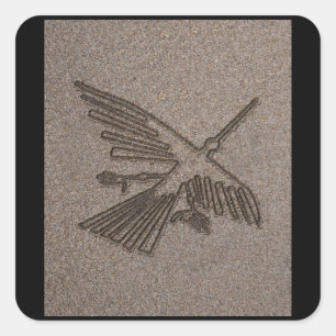 NAZCA LINES HUMMINGBIRD NAZCA LINES ART Geoglyphen Quadratischer Aufkleber