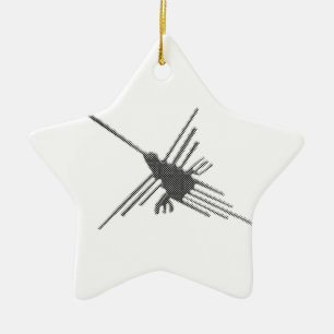 Nazca Lines Hummingbird Newsprint Keramik Ornament