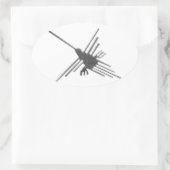 Nazca Lines Hummingbird Newsprint Ovaler Aufkleber (Tasche)