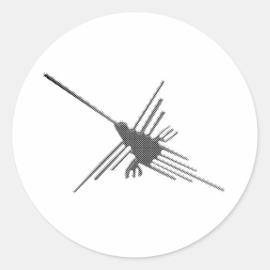 Nazca Lines Hummingbird Newsprint Runder Aufkleber (Vorderseite)