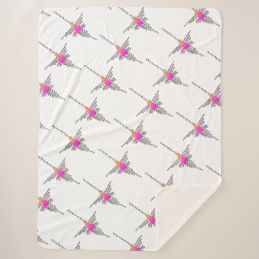 Nazca Lines Hummingbird Pattern Sherpadecke (Vorderseite)