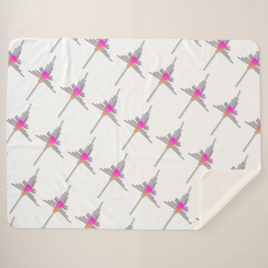 Nazca Lines Hummingbird Pattern Sherpadecke (Vorderseite (Horizontal))