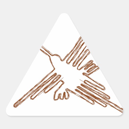 Nazca Lines Hummingbird Sketch Dreieckiger Aufkleber (Vorderseite)