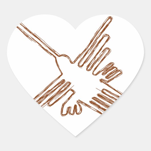 Nazca Lines Hummingbird Sketch Herz-Aufkleber (Vorderseite)