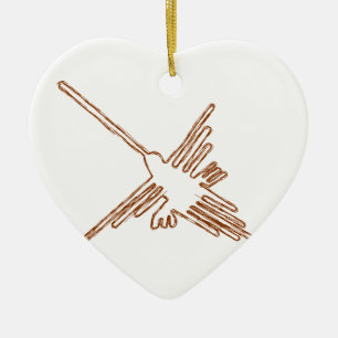 Nazca Lines Hummingbird Sketch Keramik Ornament