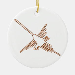 Nazca Lines Hummingbird Sketch Keramik Ornament