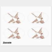 Nazca Lines Hummingbird Sketch Ovaler Aufkleber (Blatt)