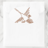 Nazca Lines Hummingbird Sketch Ovaler Aufkleber (Tasche)