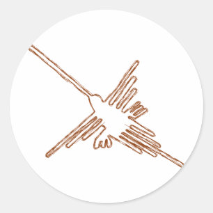 Nazca Lines Hummingbird Sketch Runder Aufkleber