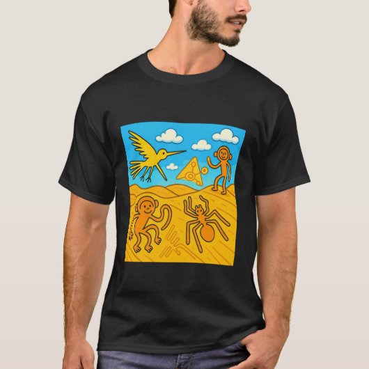 Nazca-Linien Peru Geoglyphen Retro T-Shirt (Vorderseite)