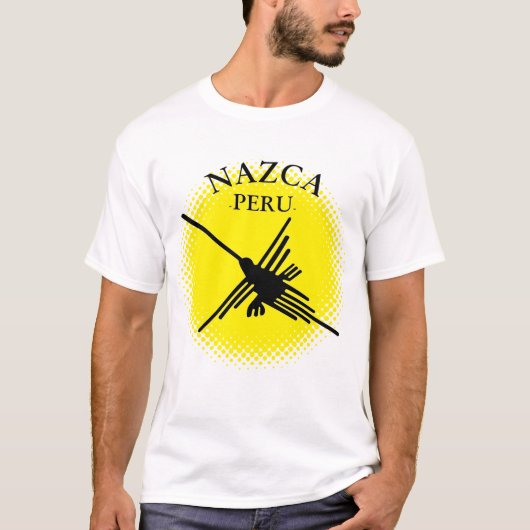 Nazca Peru Hummingbird mit gelber Sonne T-Shirt (Vorderseite)
