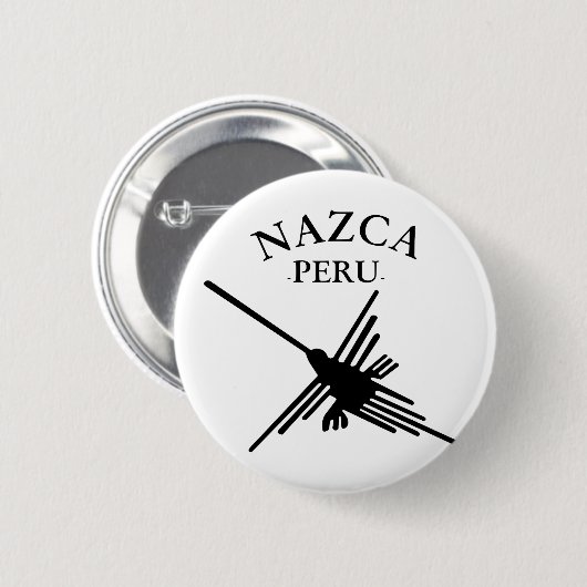 Nazca Peru Hummingbird mit geschwungenem Text Button (Vorne & Hinten)