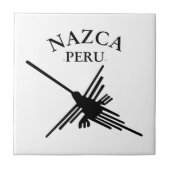 Nazca Peru Hummingbird mit geschwungenem Text Fliese (Vorderseite)