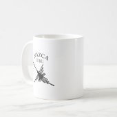 Nazca Peru Hummingbird mit geschwungenem Text Kaffeetasse (Vorderseite Links)