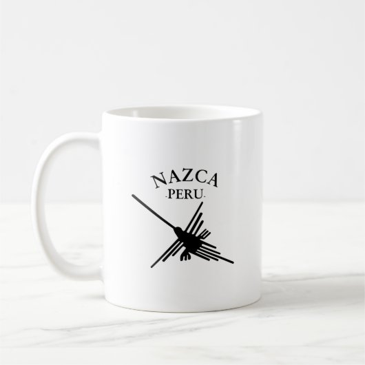 Nazca Peru Hummingbird mit geschwungenem Text Kaffeetasse (Links)