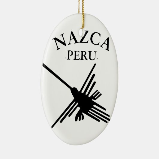 Nazca Peru Hummingbird mit geschwungenem Text Keramik Ornament (Rechts)