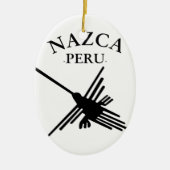 Nazca Peru Hummingbird mit geschwungenem Text Keramik Ornament (Vorne)
