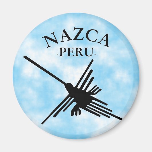 Nazca Peru Hummingbird mit geschwungenem Text Magnet (Vorne)
