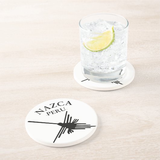 Nazca Peru Hummingbird mit geschwungenem Text Sandstein Untersetzer (Seite)