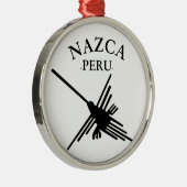 Nazca Peru Hummingbird mit geschwungenem Text Silbernes Ornament (Rechts)