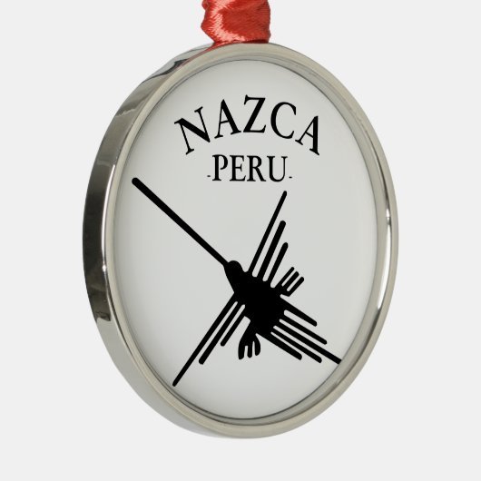 Nazca Peru Hummingbird mit geschwungenem Text Silbernes Ornament (Rechts)