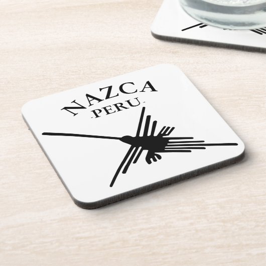 Nazca Peru Hummingbird mit geschwungenem Text Untersetzer (Linke Seite)