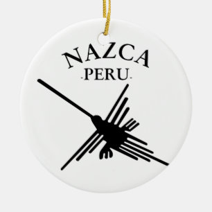 Nazca Peru Hummingbird mit kurvigem Text Keramik Ornament