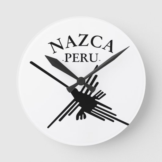 Nazca Peru Hummingbird mit kurvigem Text Runde Wanduhr (Vorderseite)