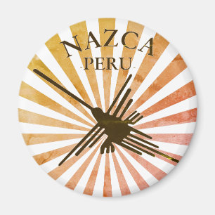Nazca Peru Hummingbird Retro Sunset Magnet