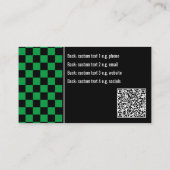 Nazzy Green / Black Checkered Own Text, QR, Logo Visitenkarte (Rückseite)