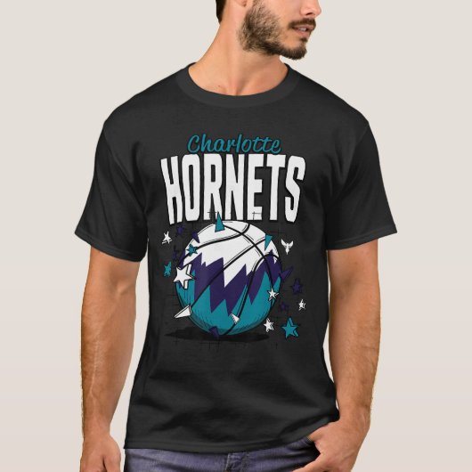 NBA Charlotte Hornets Basketball Doodle Stars frie T-Shirt (Vorderseite)