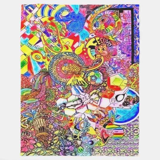 NBK Alice saure Reise-psychedelische Collage Fleecedecke (Vorderseite)