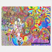 NBK Alice saure Reise-psychedelische Collage Fleecedecke (Vorderseite (Horizontal))