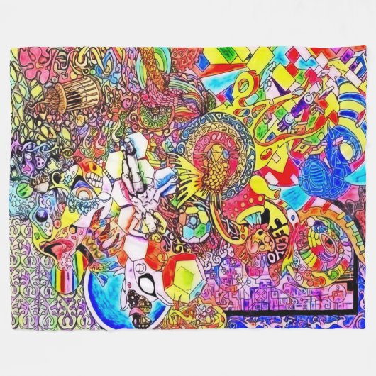 NBK Alice saure Reise-psychedelische Collage Fleecedecke (Vorderseite (Horizontal))
