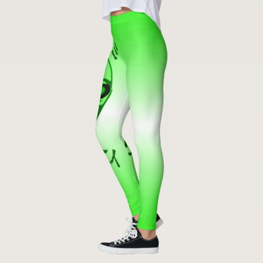 NBK Neonalien-Liebe-Schwarz-Licht-Rave Leggings (Links)