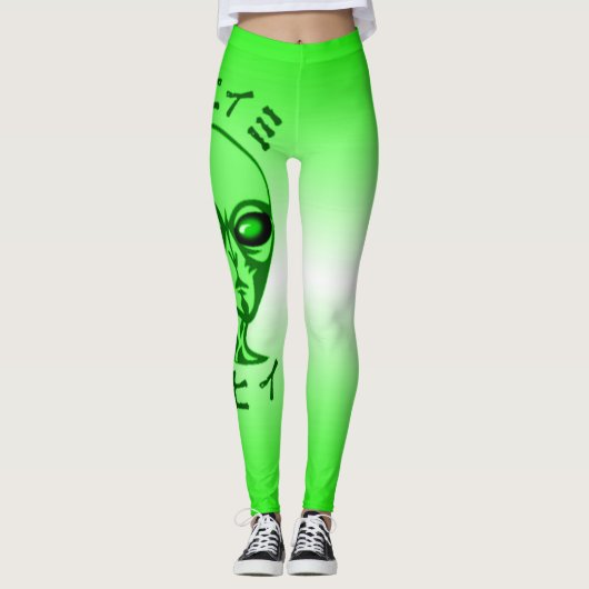 NBK Neonalien-Liebe-Schwarz-Licht-Rave Leggings (Vorderseite)