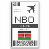 NBO Kenya Boarding Pass - Afrika Reisen Aufkleber (Vorderseite)