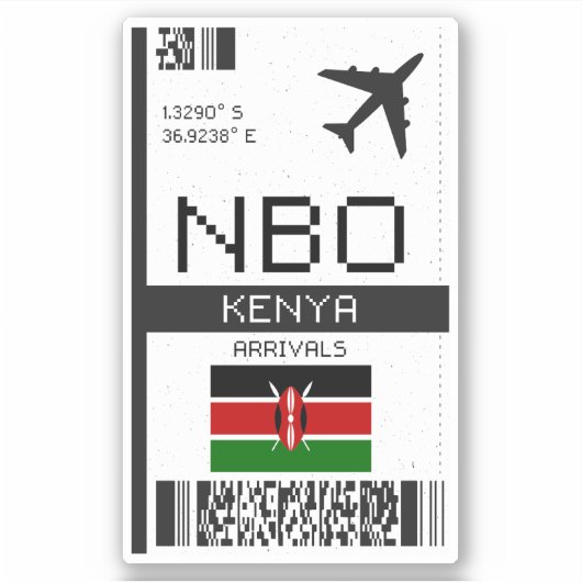 NBO Kenya Boarding Pass - Afrika Reisen Aufkleber (Vorderseite)