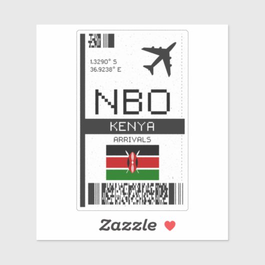 NBO Kenya Boarding Pass - Afrika Reisen Aufkleber (Blatt)