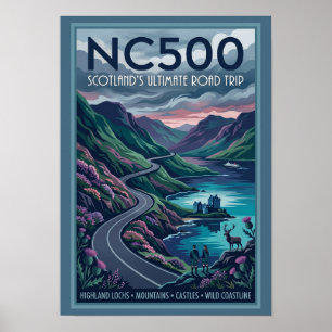 NC500 Schottlands ultimative Roadtrip-Reiseplakat Poster