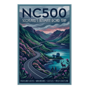 NC500 Schottlands ultimative Roadtrip-Reiseplakat Poster