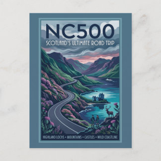 NC500 Schottlands ultimative Roadtrip-Reiseplakat Postkarte