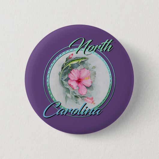 NC Anole & Hibiskus Button (Vorderseite)