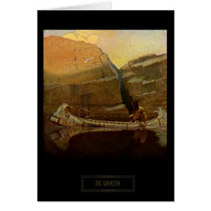 NC Wyeth Historienbild Einheimisches Indianerkanu