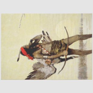 NC Wyeth Historienbild Native Indian Jagdszene Seidenpapier