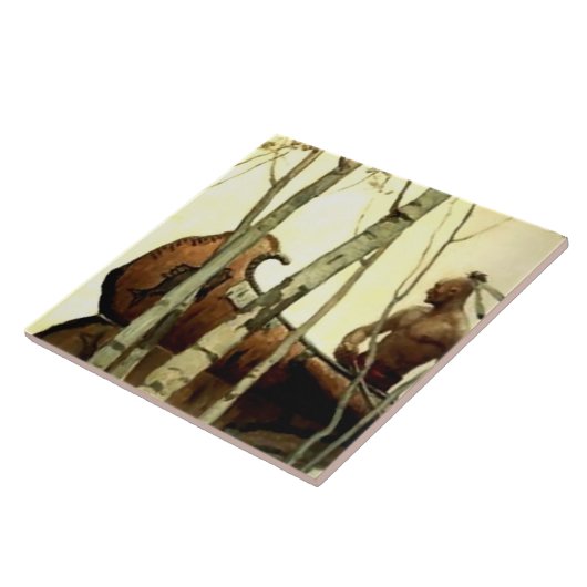 NC Wyeth Historisches Gemälde Indianerkanone #2 Fliese (Seite)