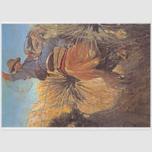 NC Wyeth Malerei "Pferd springt vor Schlange weg" Seidenpapier